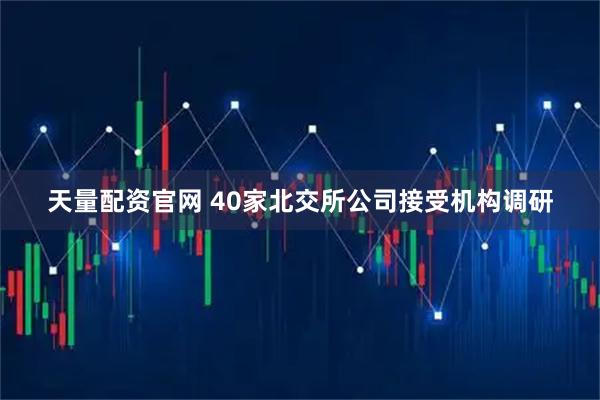 天量配资官网 40家北交所公司接受机构调研