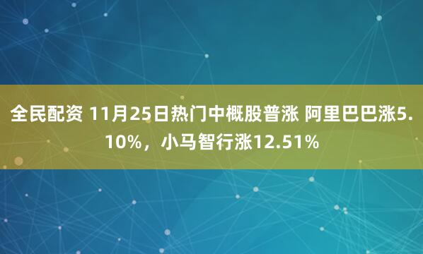 全民配资 11月25日热门中概股普涨 阿里巴巴涨5.10%，小马智行涨12.51%